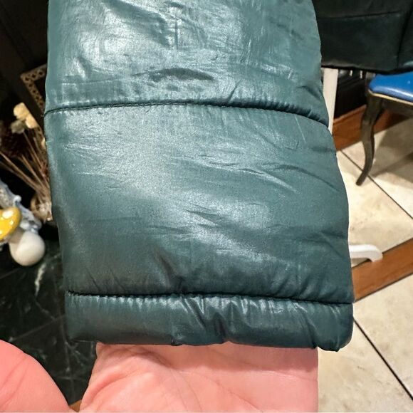 LFT Warm Collection Outwear Green Puffer Jacket With Fur Hood Size US Small - Picture 6 of 12